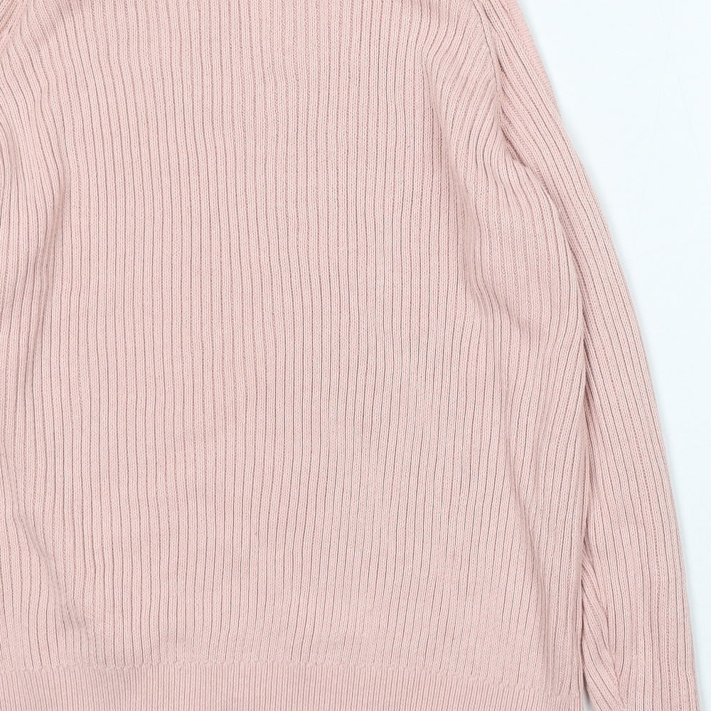 Divided Womens Pink Mock Neck Acrylic Pullover Jumper Size M - Cold Shoulder