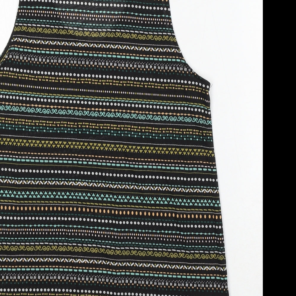 H&M Womens Black Geometric Polyester Basic Tank Size S Round Neck