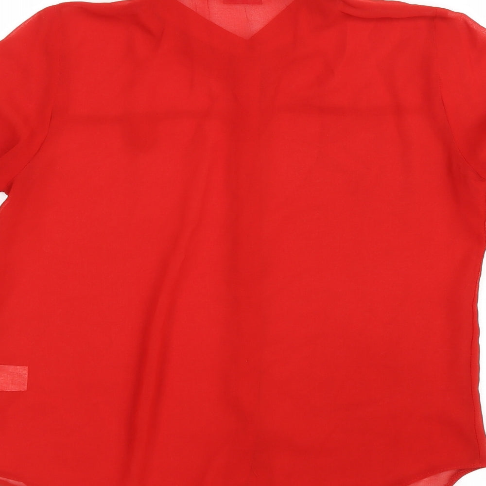 Sophie Girls Red Polyester Basic Button-Up Size 14-15 Years Collared Button