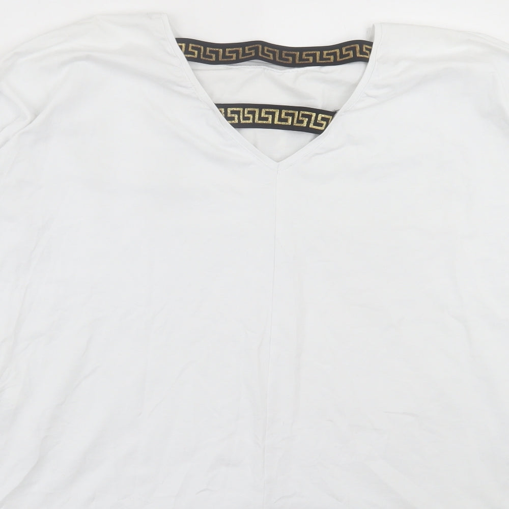 Lapia Womens White Cotton Basic T-Shirt Size XL Round Neck