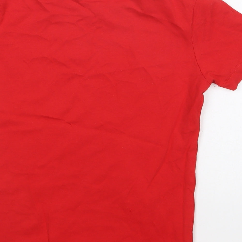 George Boys Red Cotton Basic T-Shirt Size 7-8 Years Round Neck Pullover - Exclusive