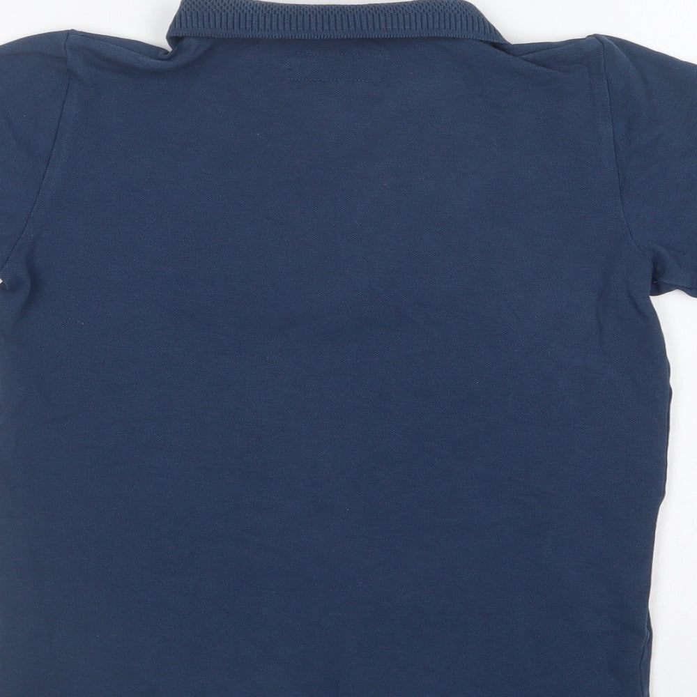 NEXT Boys Blue Cotton Basic Polo Size 7 Years Collared Zip