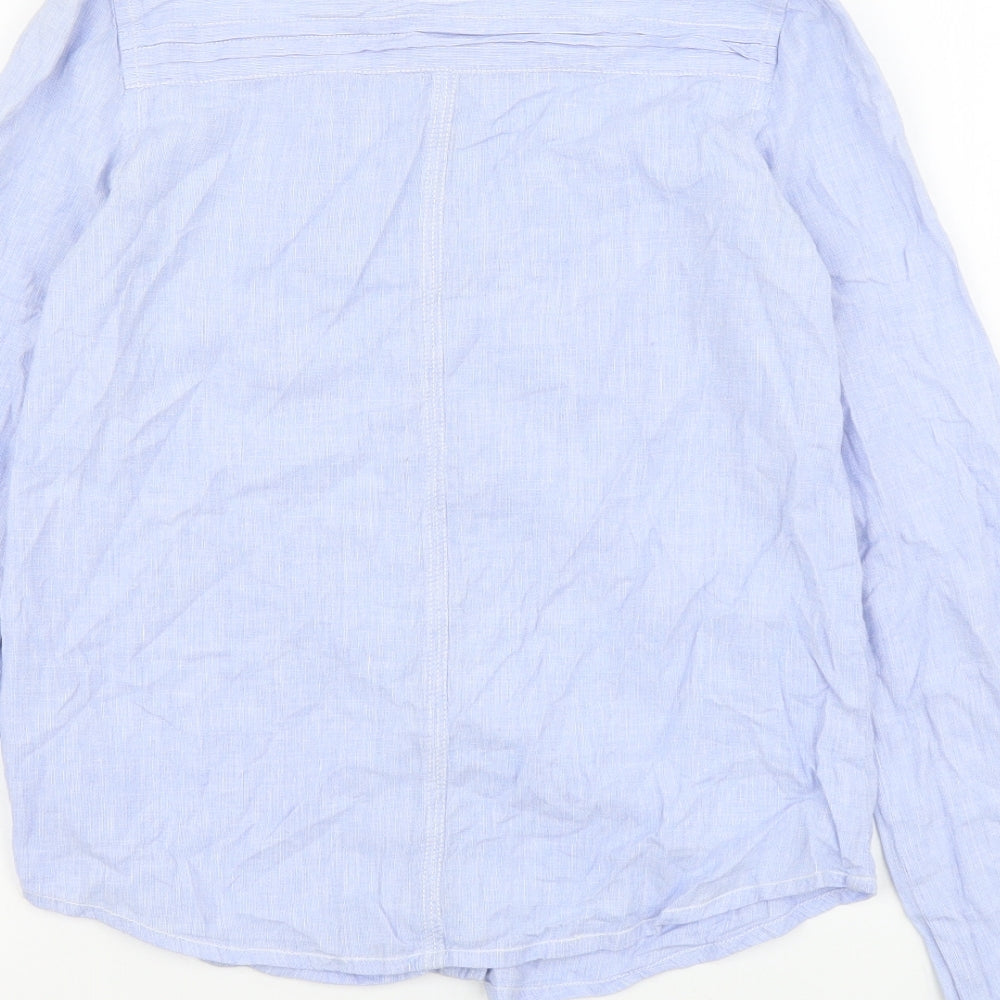 River Island Womens Blue Cotton Basic Button-Up Size 6 Collared