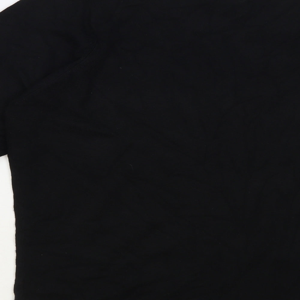 Profile Womens Black Round Neck Viscose Pullover Jumper Size 16 - Contrasting Trim