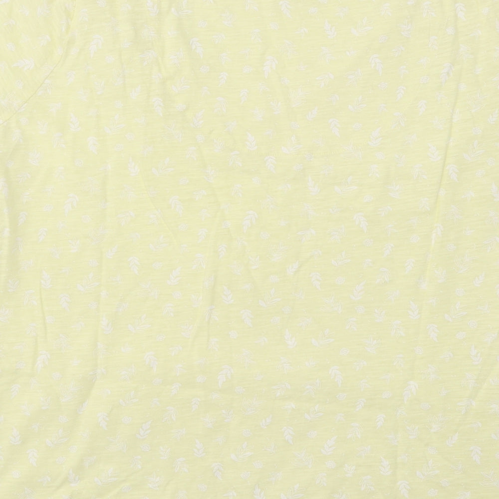 Per Una Womens Yellow Floral Cotton Basic T-Shirt Size XL V-Neck