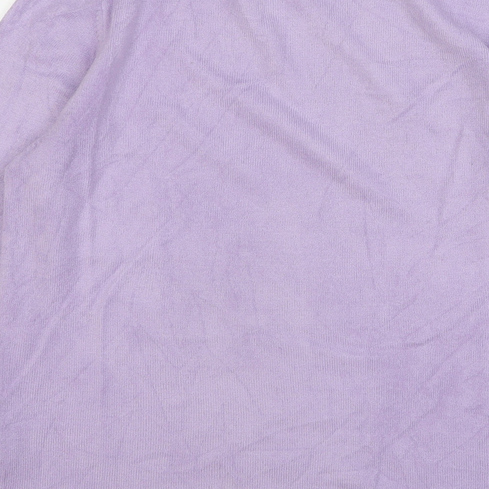 Anna Rose Womens Purple Round Neck Acrylic Pullover Jumper Size L