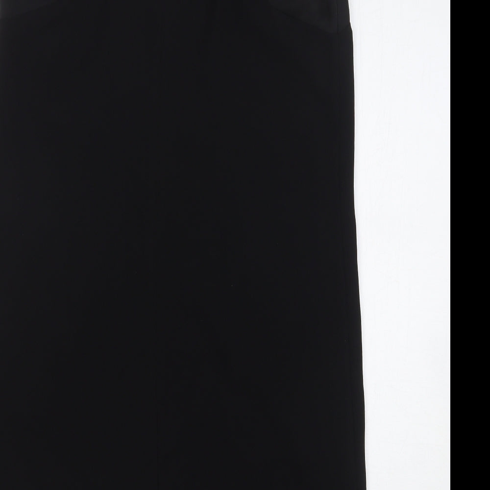 Marks & Spencer Womens Black Polyester Shift Size 10 V-Neck Button