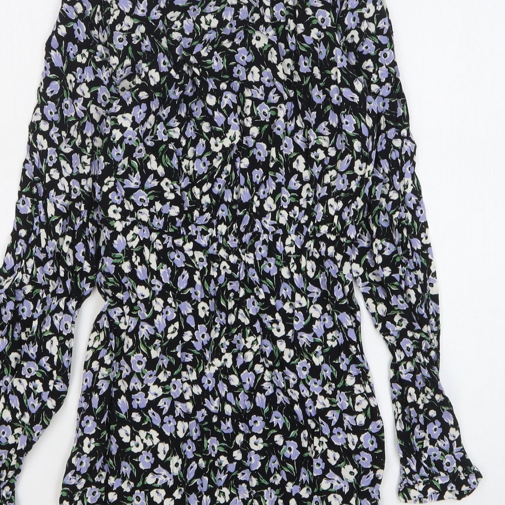 MNG Womens Multicoloured Floral Viscose A-Line Size 6 Collared Button