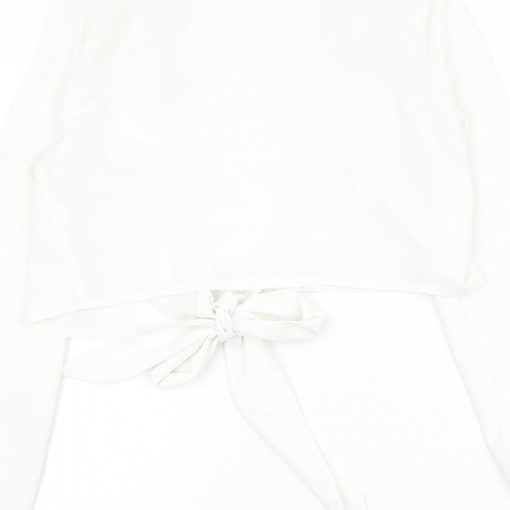 Missguided Womens White Polyester Basic Blouse Size 8 V-Neck