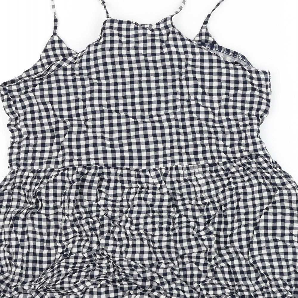 Atmosphere Womens Black Check Viscose Basic Blouse Size 8 Round Neck - Flower