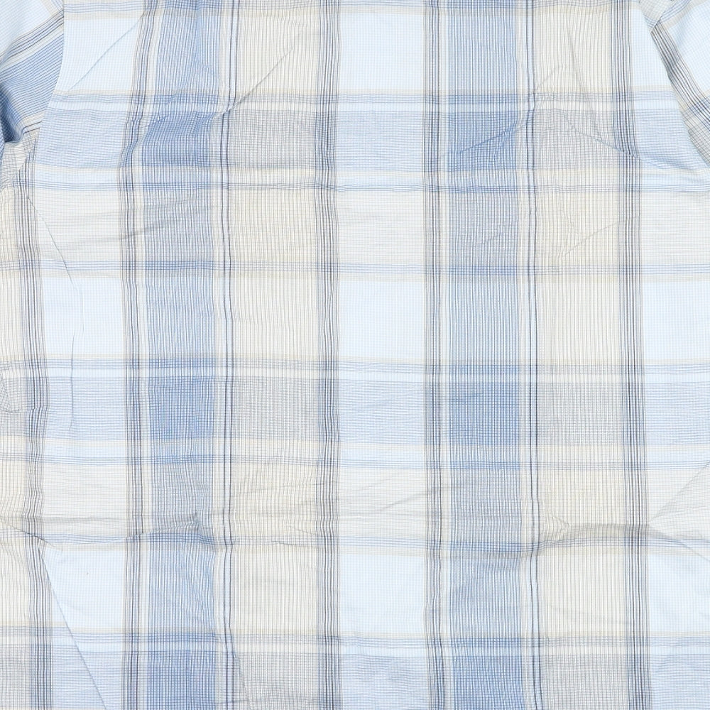 Ciro Citterio Mens Blue Check Cotton Button-Up Size M Collared Button