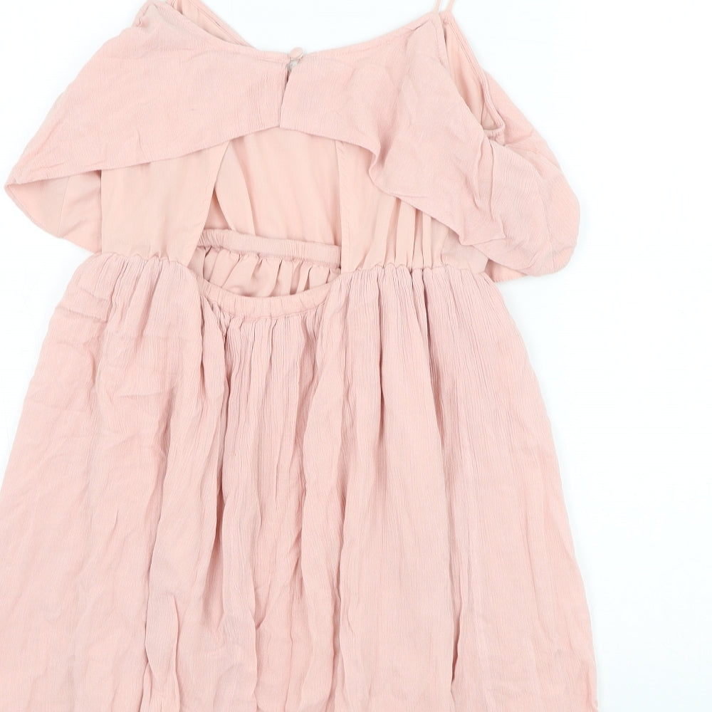 Topshop Womens Pink Viscose Basic Blouse Size 8 V-Neck