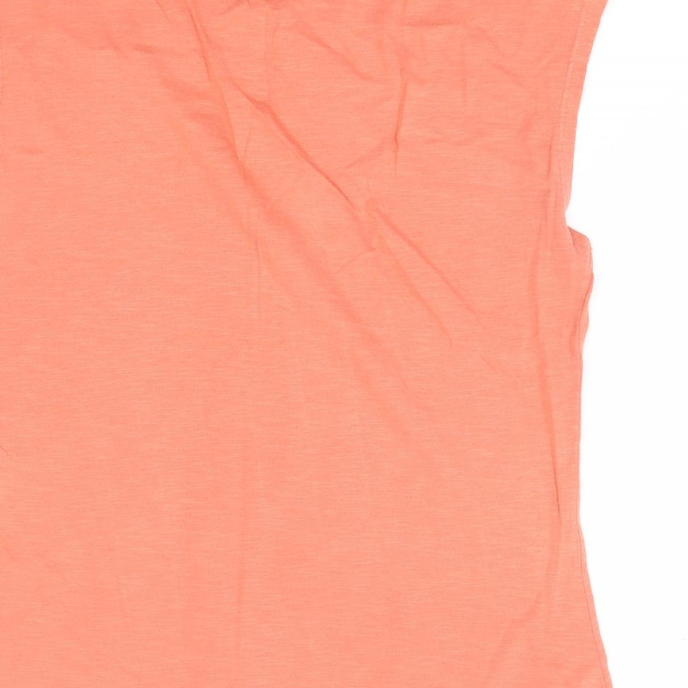 Preworn Womens Orange Polyester Basic T-Shirt Size M Round Neck