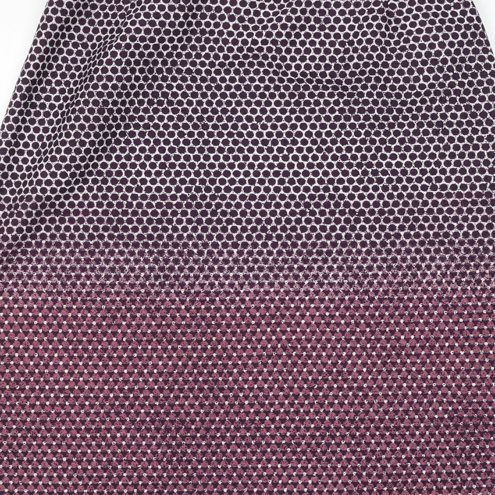 Preworn Womens Purple Geometric Polyester A-Line Skirt Size 32 in Zip
