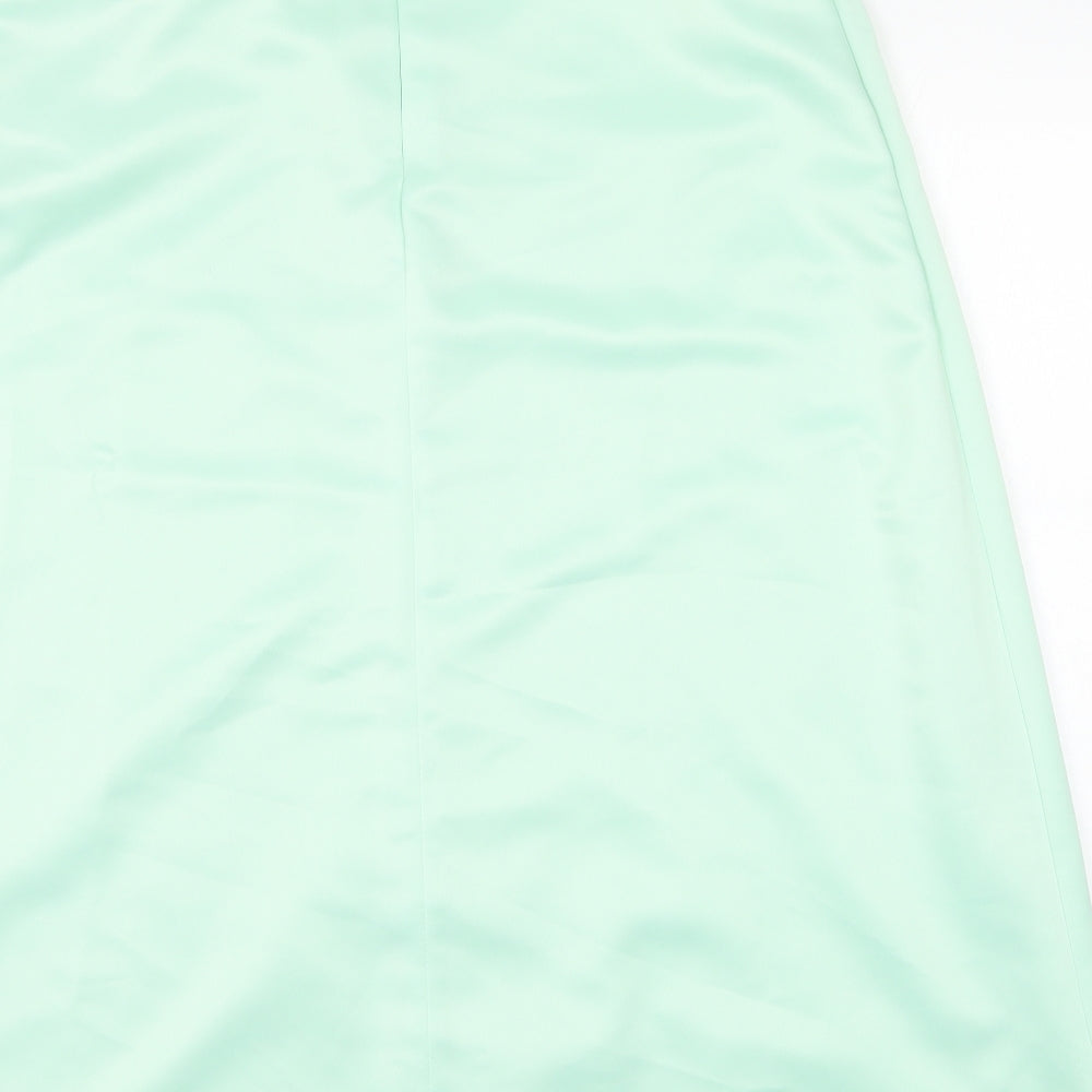 Preworn Womens Green Polyester A-Line Skirt Size 36 in Zip