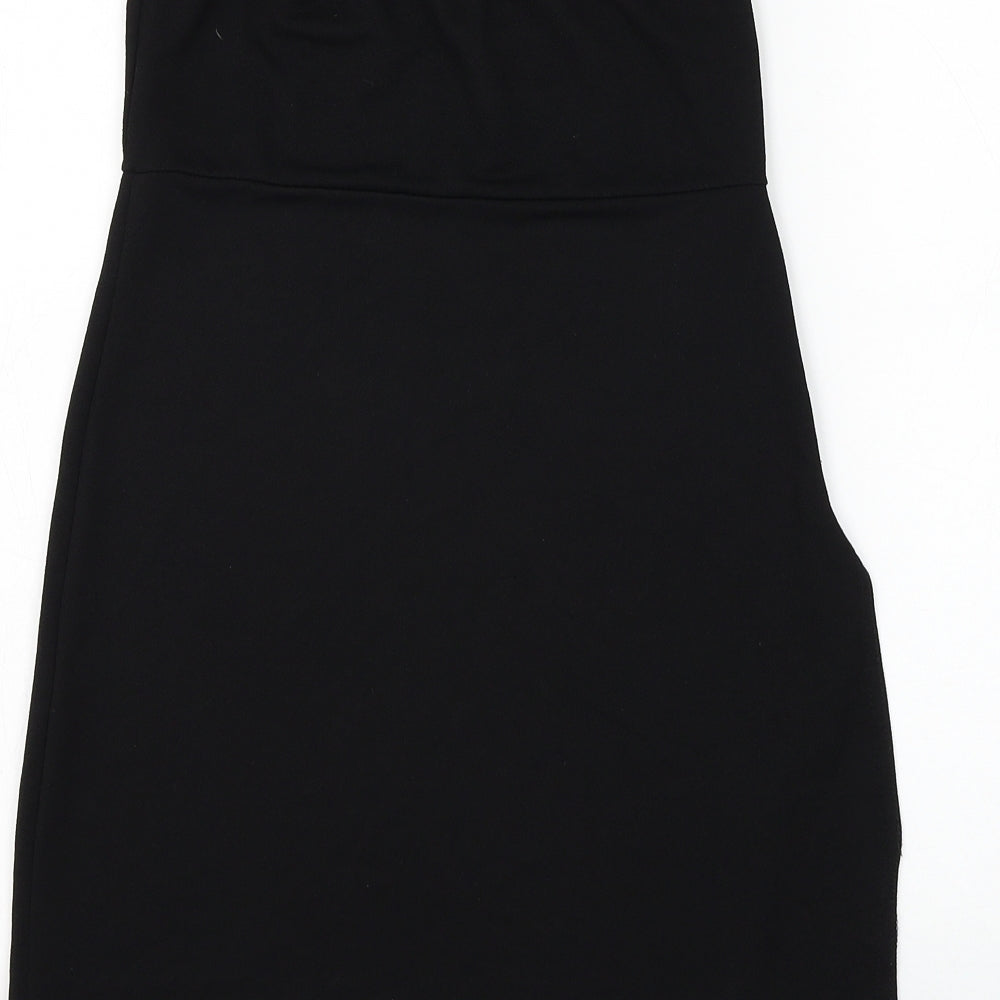 PRETTYLITTLETHING Womens Black Polyester Basic Tank Size 10 Off the Shoulder