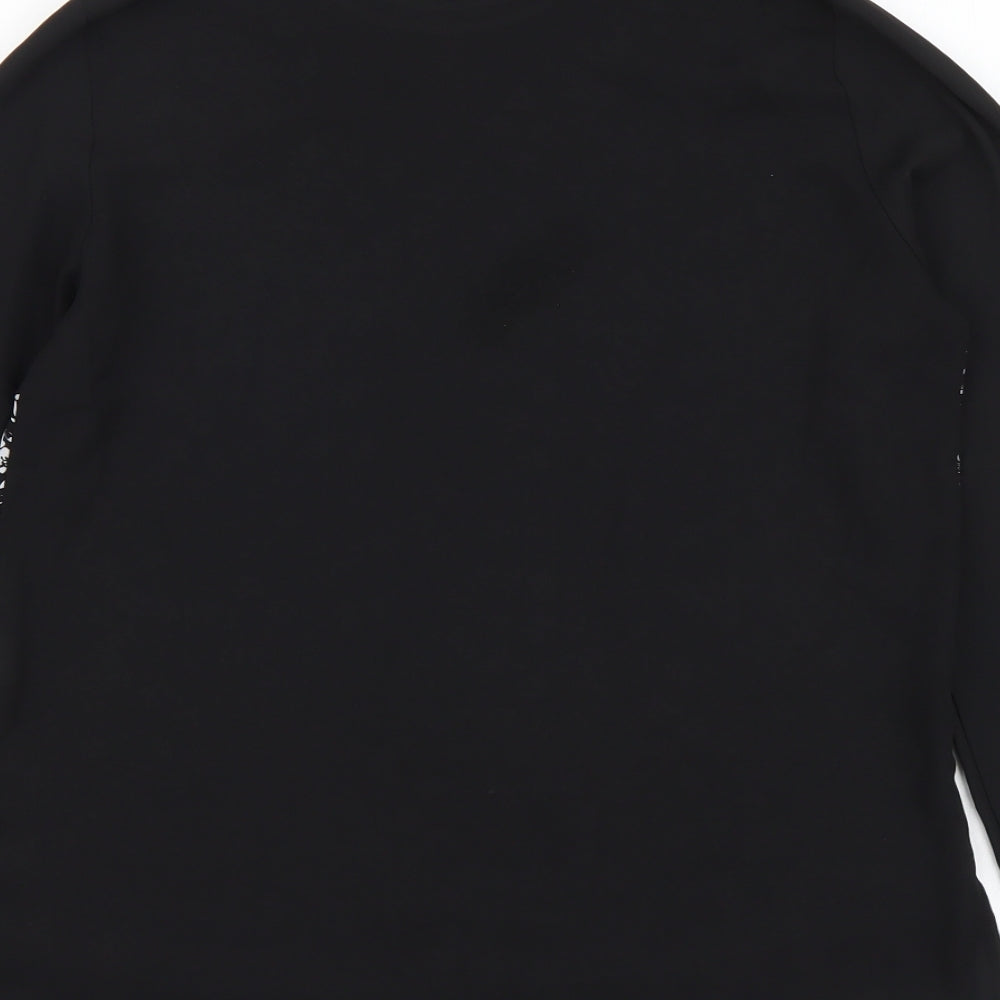 Atmosphere Womens Black Floral Polyester Basic Blouse Size 6 Round Neck
