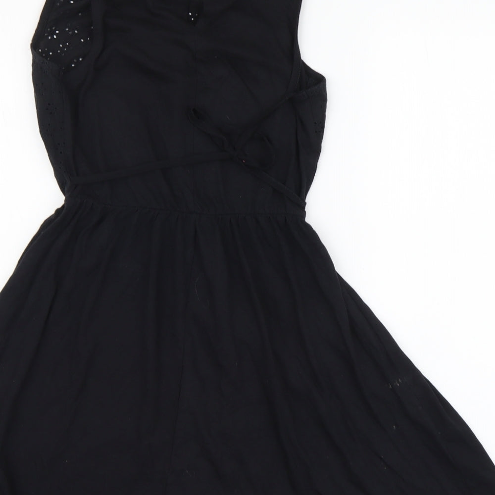 Atmosphere Womens Black Cotton A-Line Size 8 Round Neck Pullover