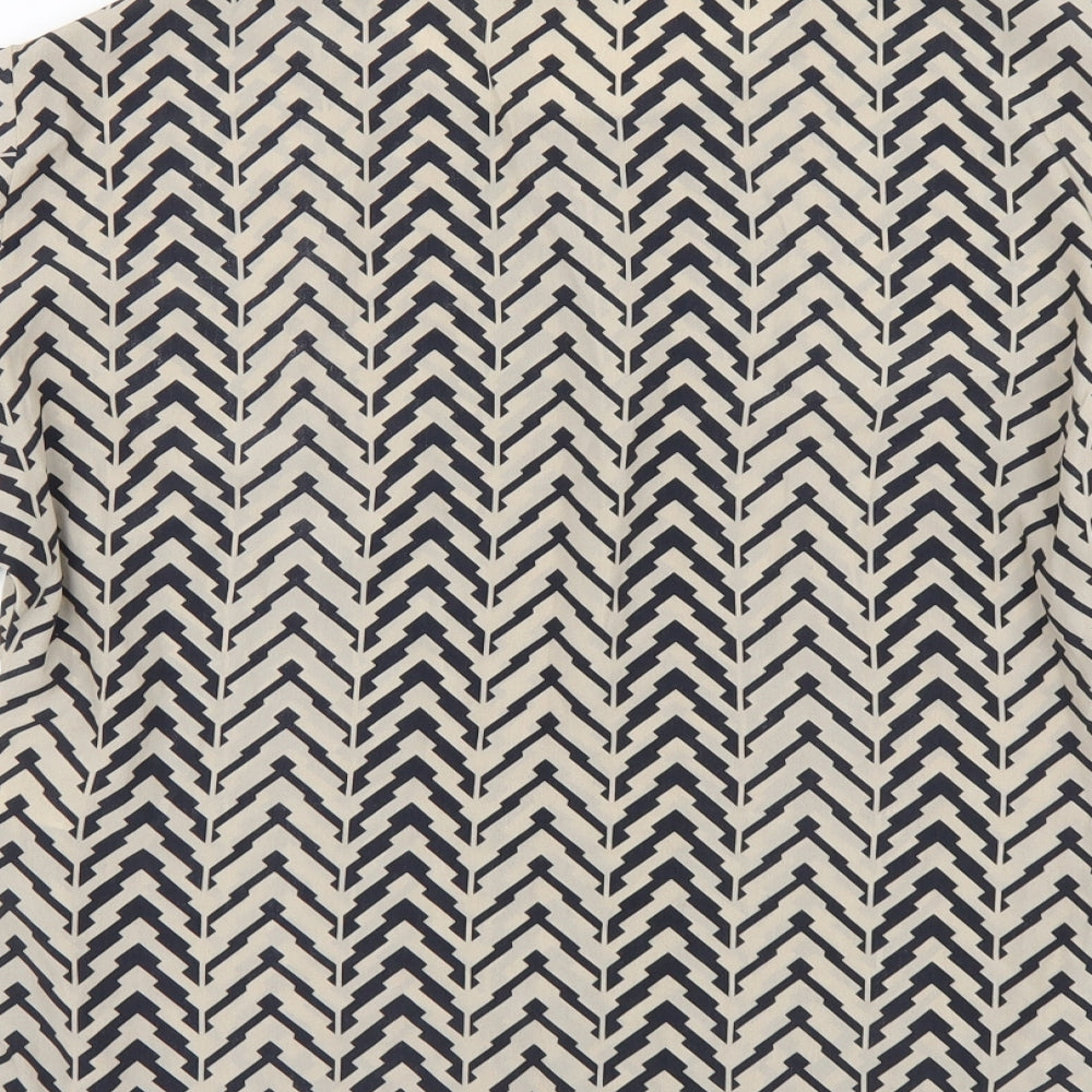 Quiz Womens Beige Geometric Polyester Basic Blouse Size 8 Round Neck