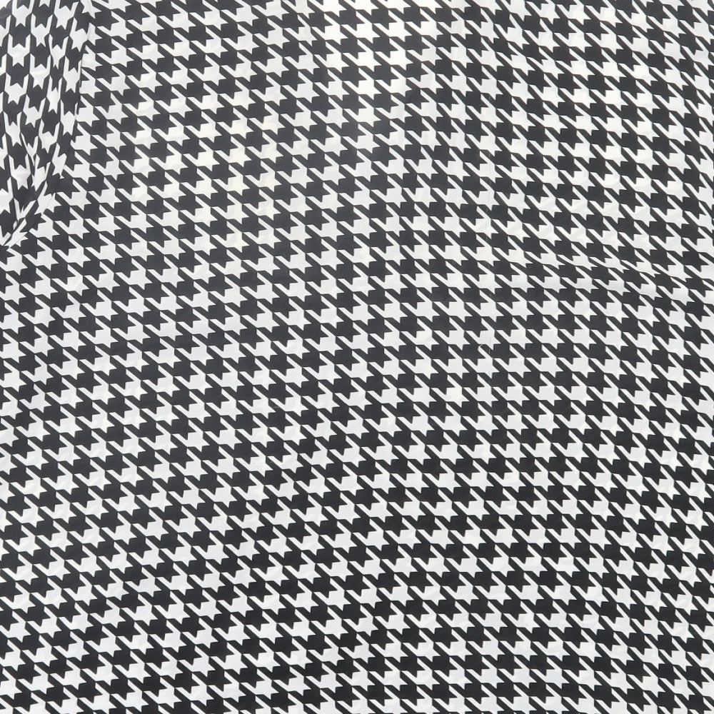 Marks & Spencer Womens Black Herringbone Polyester Basic Blouse Size 14 V-Neck