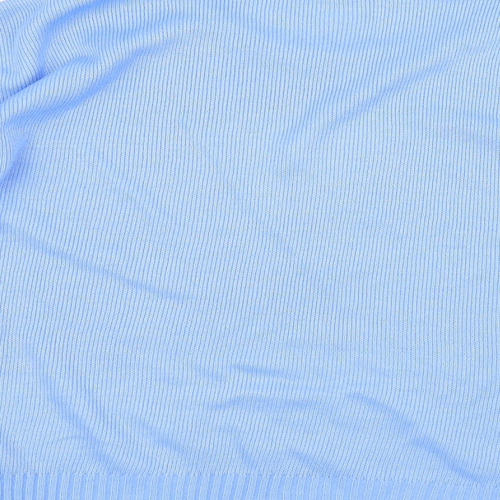 Capers Womens Blue Round Neck Polyethylene Pullover Jumper Size M