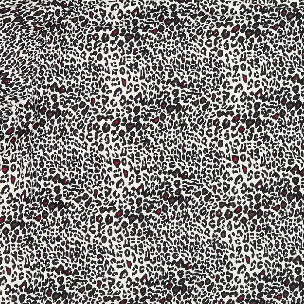 Marks and Spencer Womens Multicoloured Animal Print Viscose Basic T-Shirt Size 18 Square Neck - Leopard Print