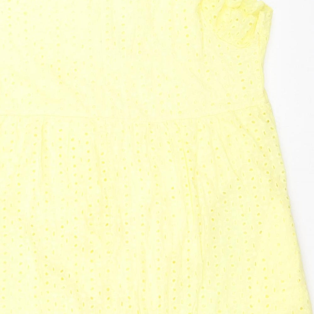 Preworn Womens Yellow Cotton Basic Blouse Size XL V-Neck