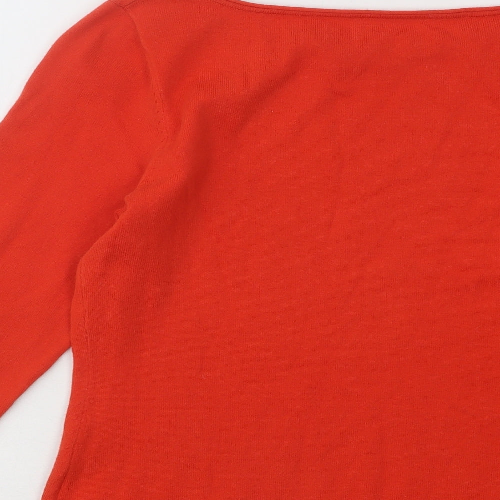 Preworn Womens Red Boat Neck Cotton Pullover Jumper Size 8