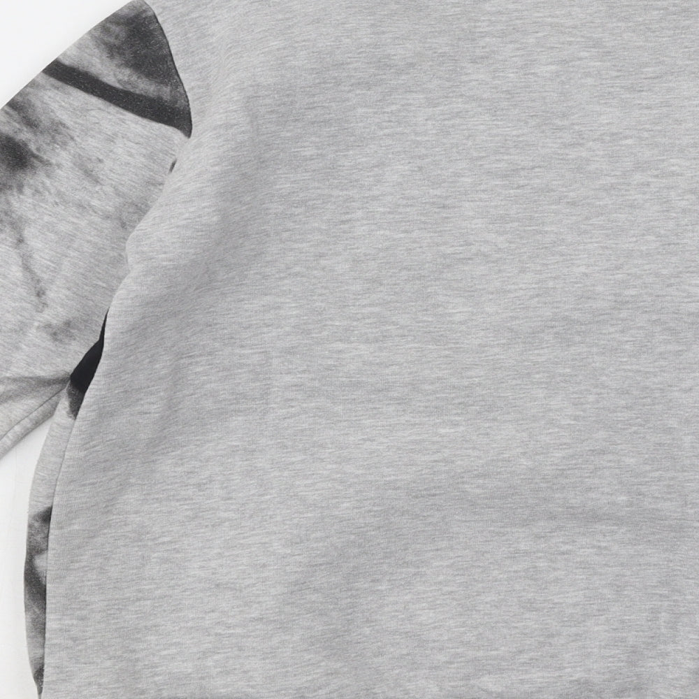 Hashtag Boys Grey Geometric Cotton Pullover Sweatshirt Size 10 Years Pullover - Campus