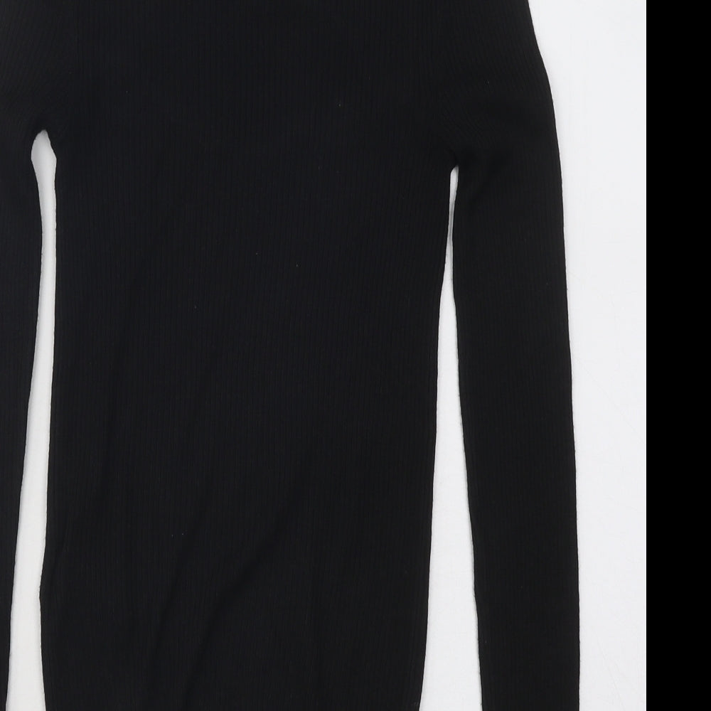 Divided by H&M Womens Black Mock Neck Viscose Pullover Jumper Size XS - Cut Out Chest