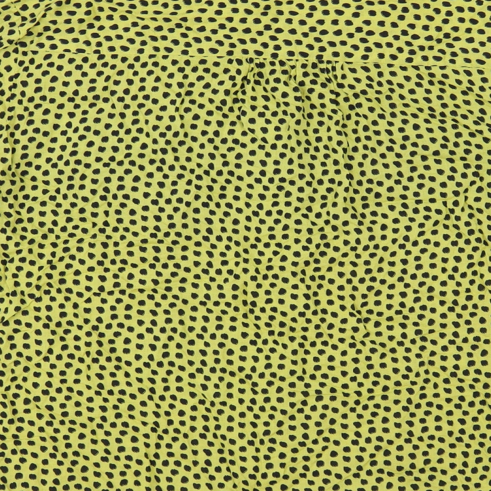 NEXT Womens Yellow Animal Print Viscose Basic Button-Up Size XL Collared