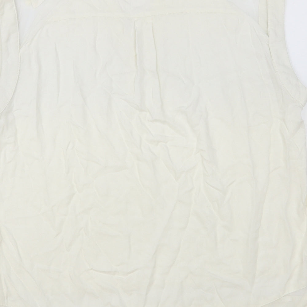 Select Womens Ivory Polyester Basic Blouse Size 16 V-Neck - Mesh Panels
