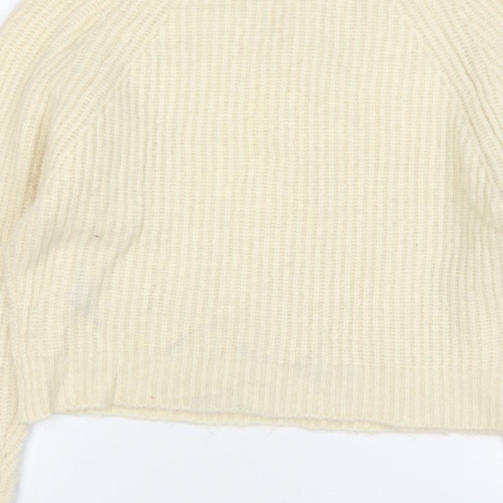 Warehouse Womens Beige V-Neck Acrylic Pullover Jumper Size 14