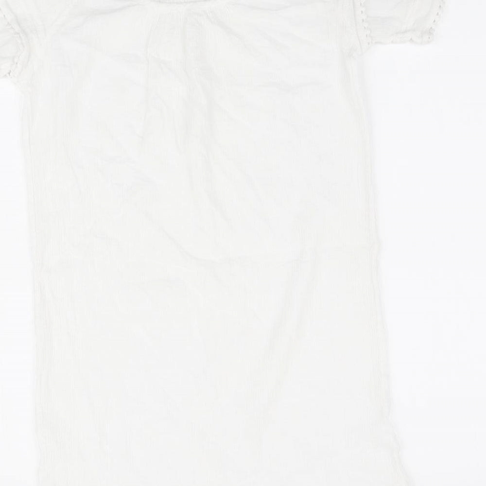 New Look Womens White 100% Cotton Shift Size M Round Neck
