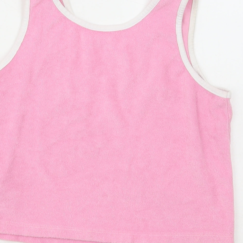 Primark Girls Pink Cotton Basic Tank Size 9-10 Years Round Neck Pullover - Aloha