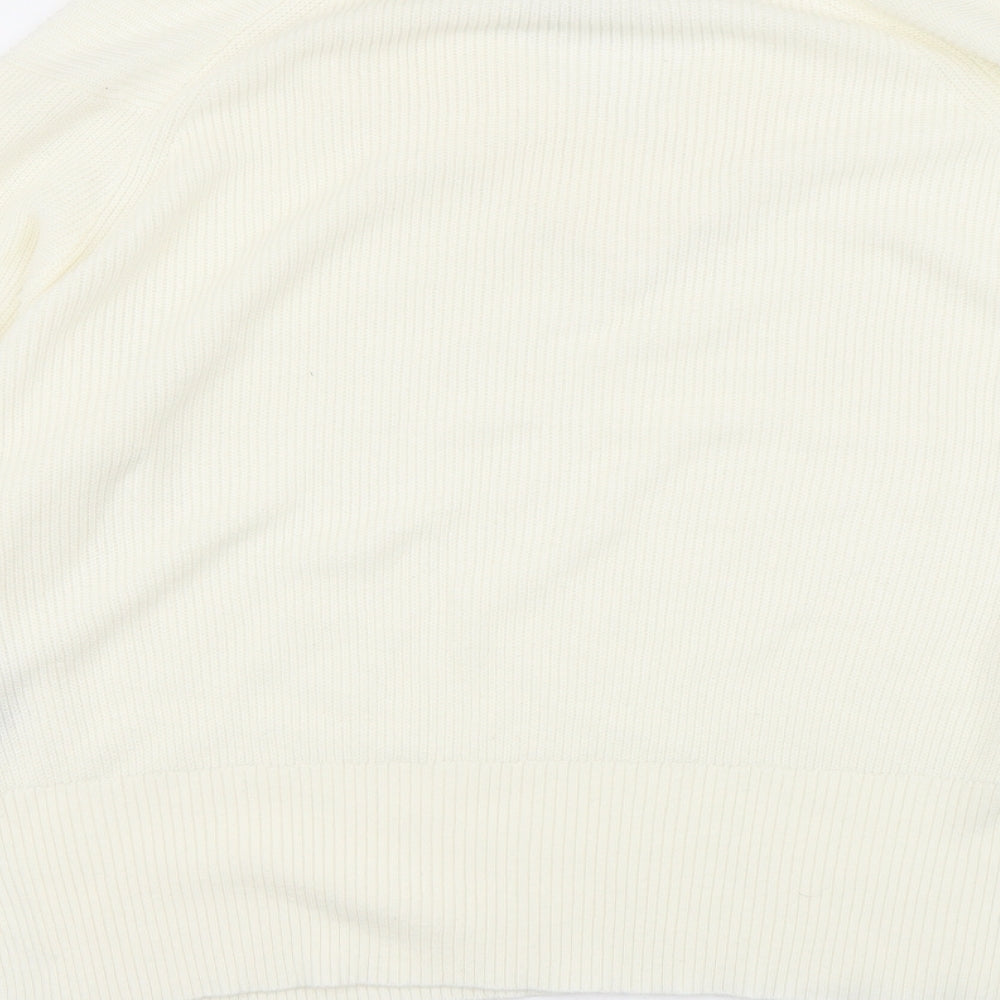NEXT Womens Ivory V-Neck Acrylic Pullover Jumper Size M
