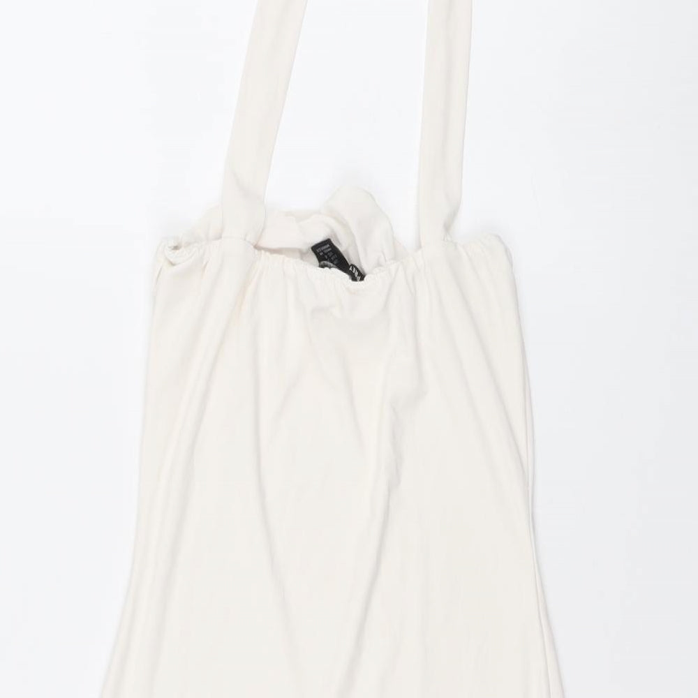 PRETTYLITTLETHING Womens White Polyester Basic Blouse Size 8 Halter