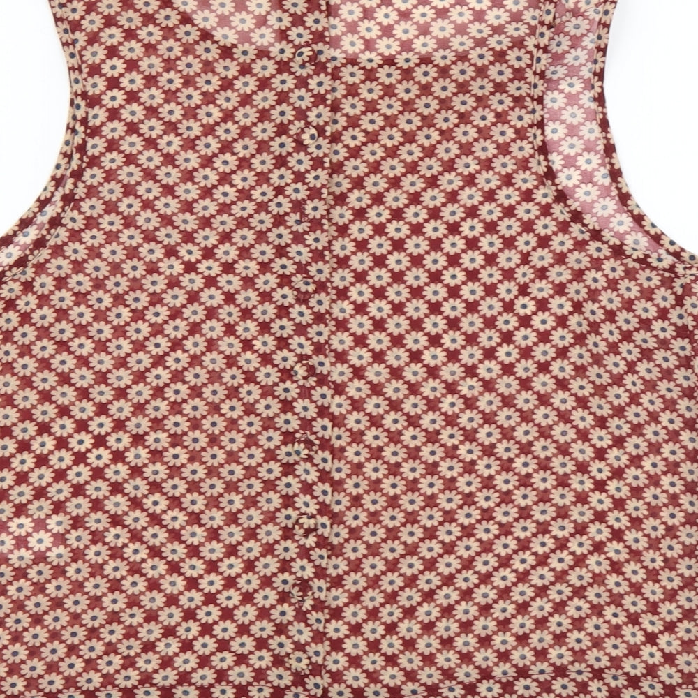 New Look Womens Red Floral Polyester Basic Tank Size M Round Neck