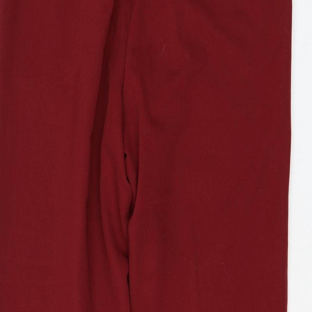 Ocealis Womens Red Polyester Trousers Size 10 L27 in Regular