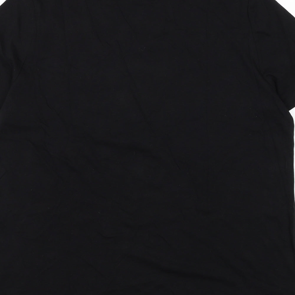 Preworn Womens Black Polyester Basic T-Shirt Size M Round Neck - Kiss Kiss