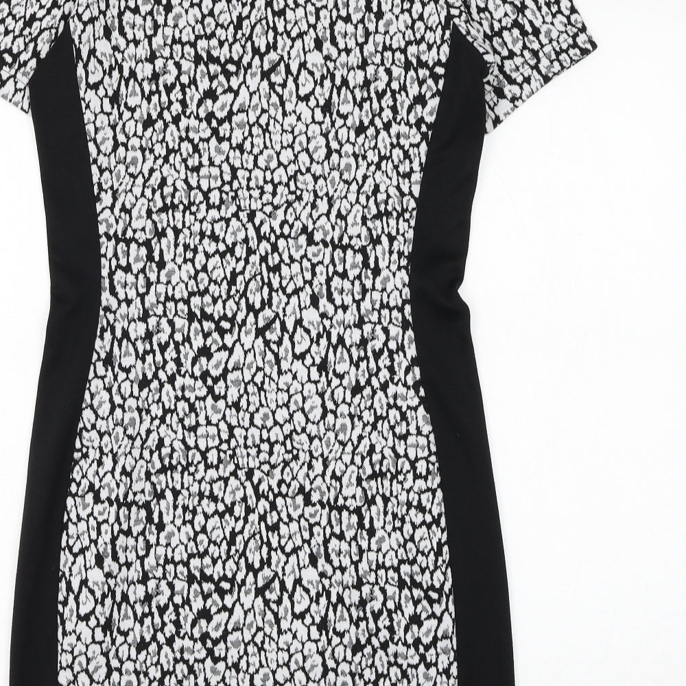 Atmosphere Womens Black Geometric Polyacrylate Fibre Pencil Dress Size 12 Round Neck Pullover