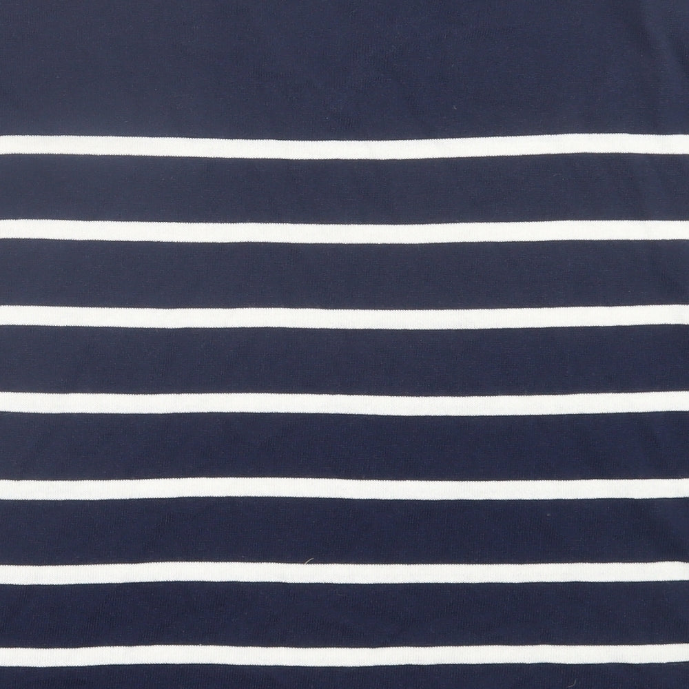 Dunnes Stores Womens Blue Striped Viscose Basic T-Shirt Size XS V-Neck