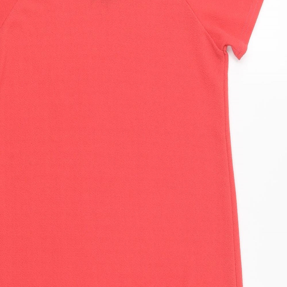 Exhibit Womens Red Polyester Shift Size 12 Collared Button