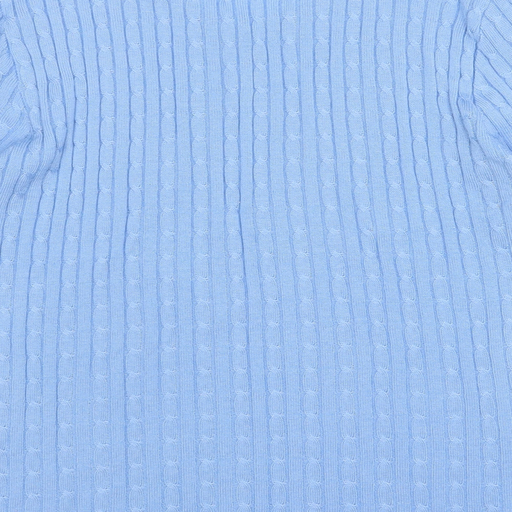 Canda Womens Blue Round Neck Acrylic Pullover Jumper Size M