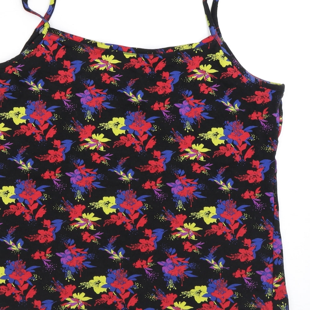 Preworn Womens Black Floral Polyester Camisole Tank Size M Round Neck - Flowers