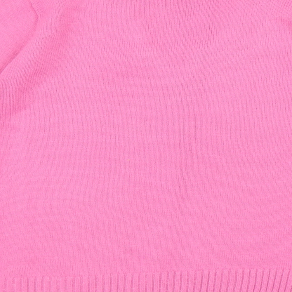 CHIC Womens Pink V-Neck Acrylic Pullover Jumper Size L