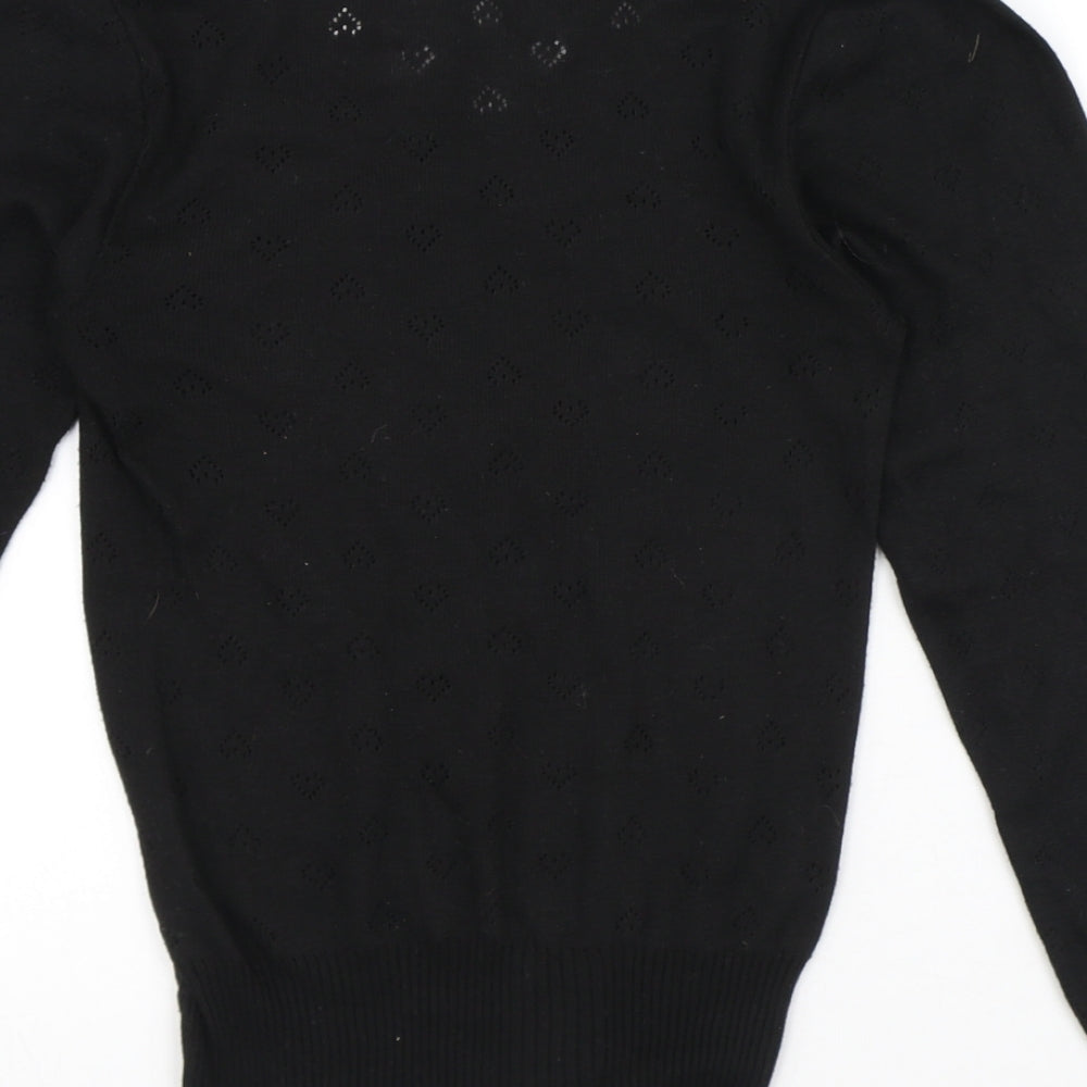 Preworn Womens Black Round Neck Polyester Pullover Jumper Size M