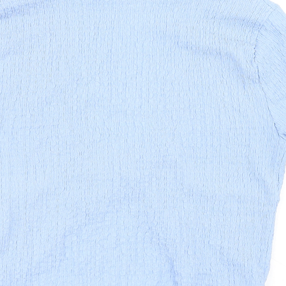 Topshop Womens Blue Polyester Basic T-Shirt Size 12 V-Neck