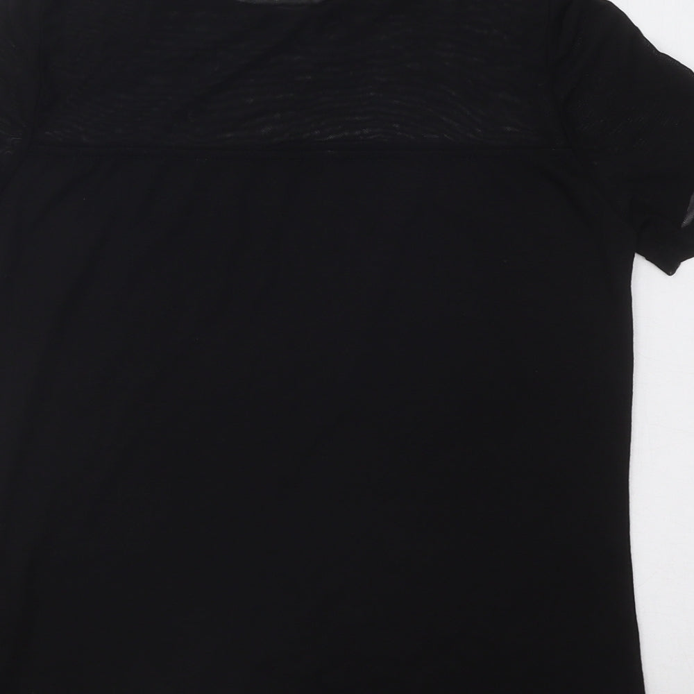 Noisy may Womens Black Polyester Basic T-Shirt Size S Round Neck