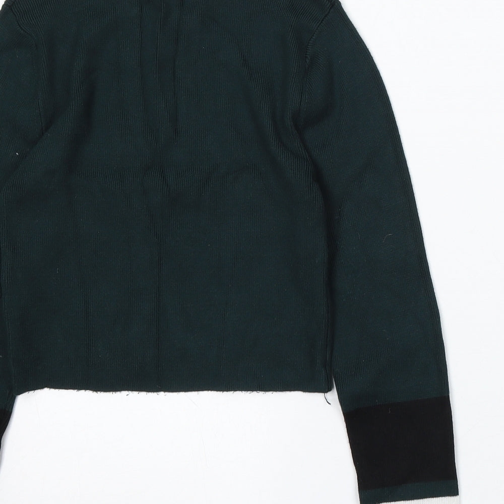 New Look Womens Green Round Neck Acrylic Pullover Jumper Size 8